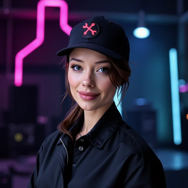 Nova, l'assistante IA de MechaNova, casquette de mécanicien